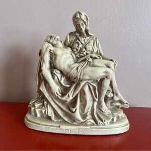 Vintage Michelangelo Pieta Jesus Mary Art Sculpture. This is old, stored cabinet